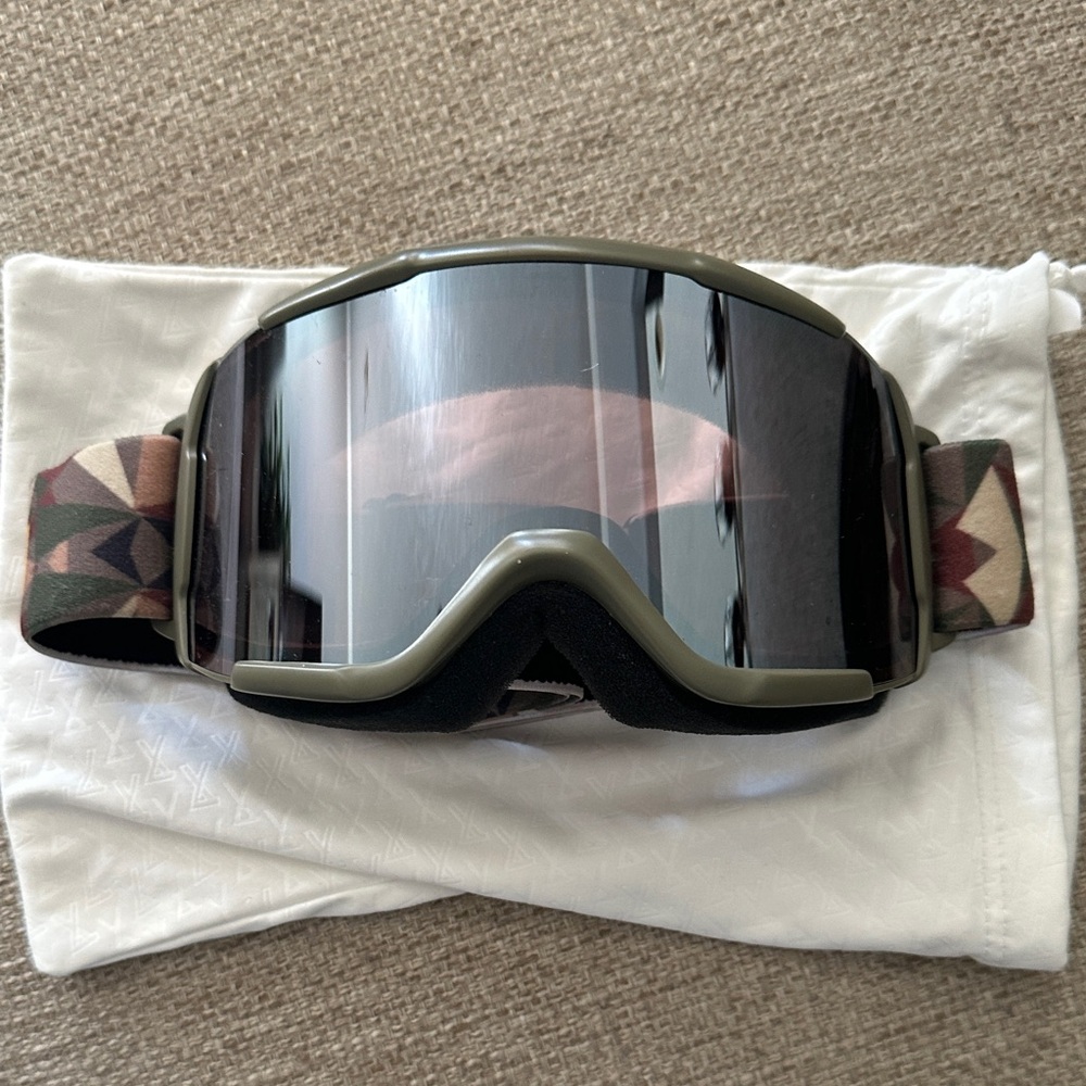 SMITH VR Headset with Green Frame and Geometric Strap